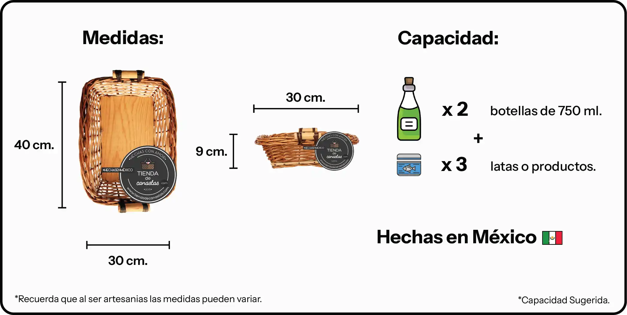 Medidas Medidas Charola Portuguesa Chica x Tienda de Canastas