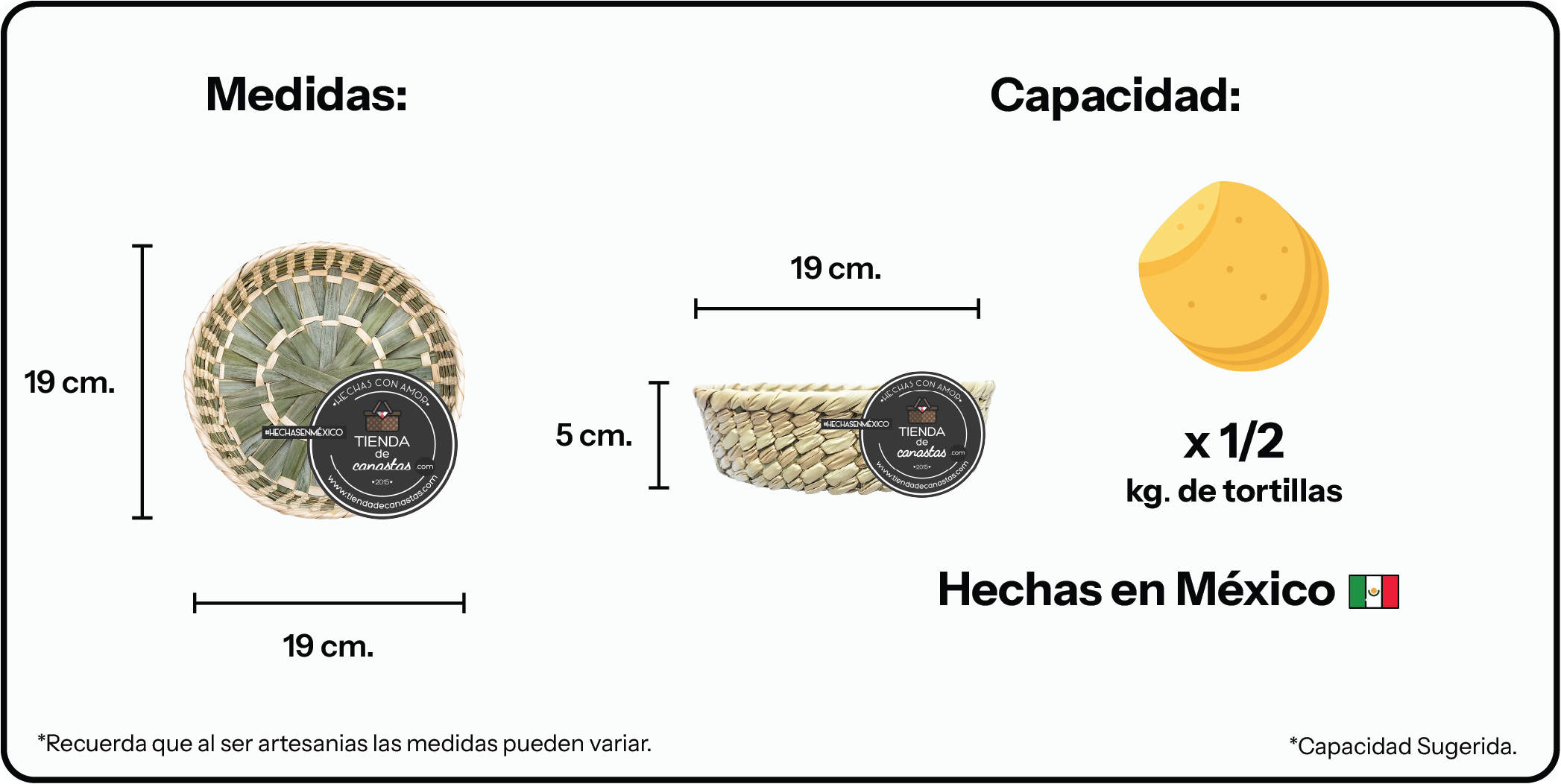 Medidas Plato de Palma Tejido Firme x Tienda de Canastas