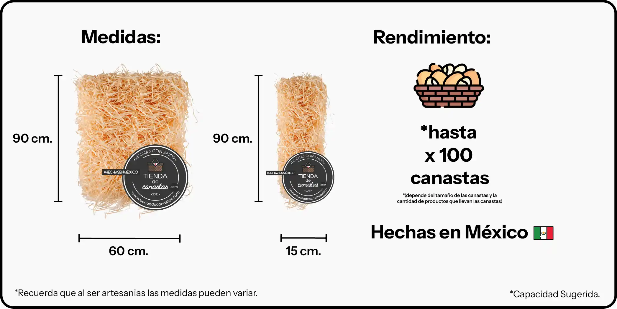 Medidas Media Paca de Viruta x Tienda de Canastas