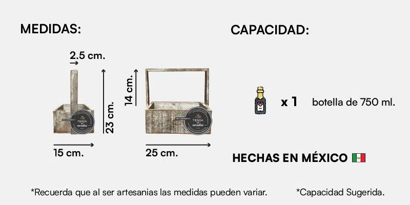 Medida Canastilla de Madera Rústica