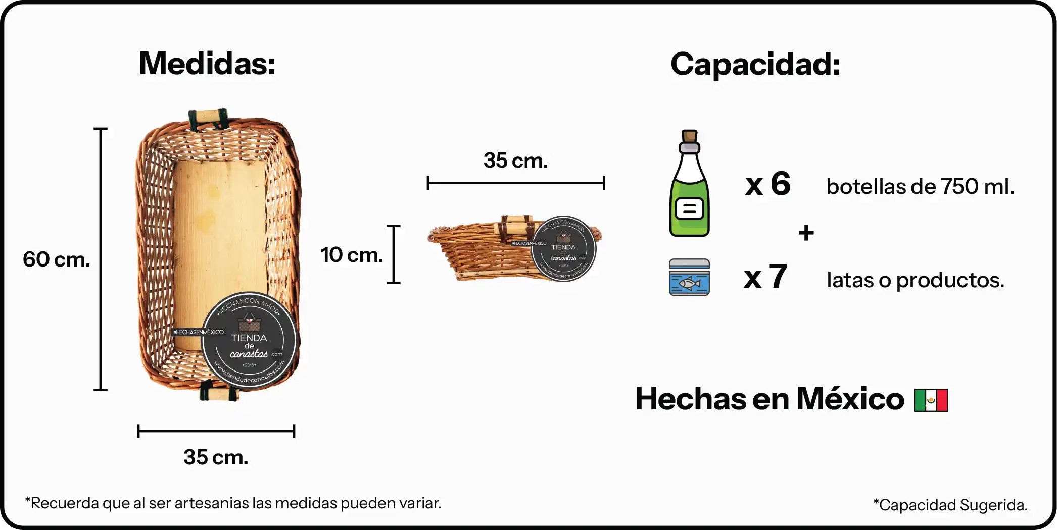 Medidas Charola Portuguesa Grande x Tienda de Canastas