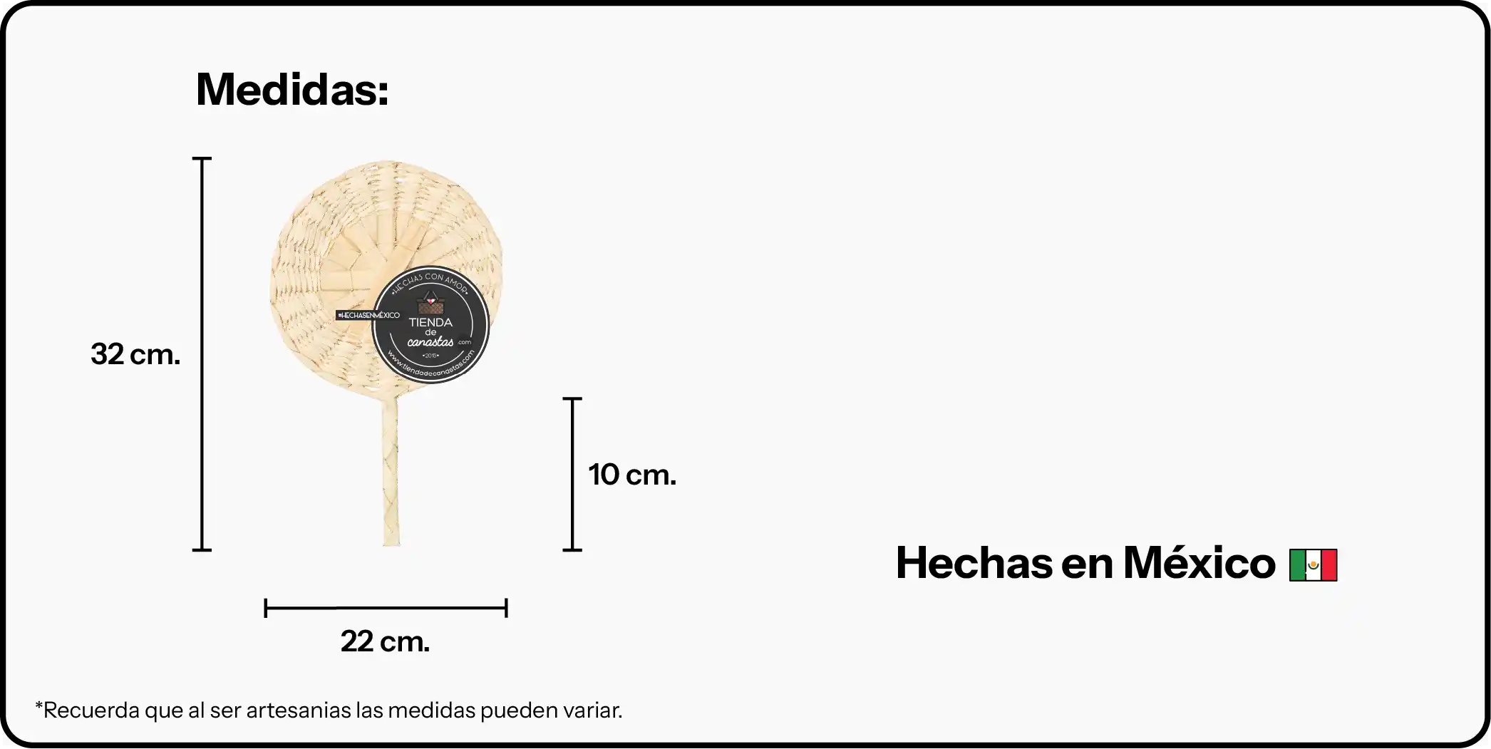Medidas Abanico de Palma Natural x Tienda de Canastas