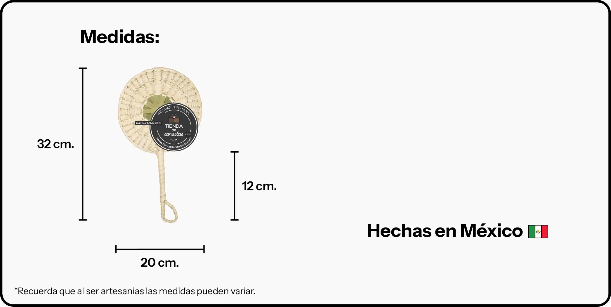 Medidas Abanico De Palma Firme x Tienda de Canastas