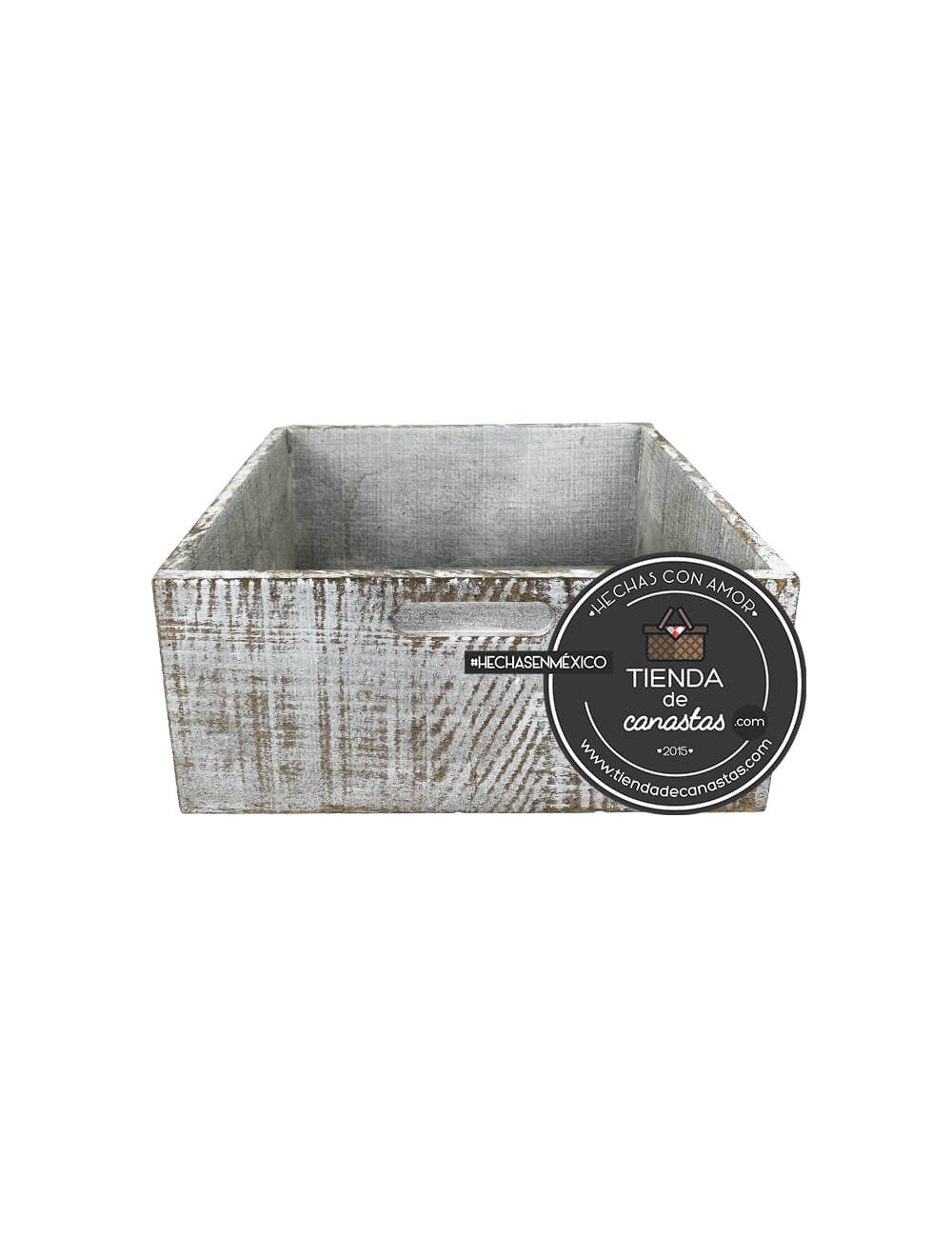 Caja Rústica Cuadrada Grande Frente x Tienda de Canastas