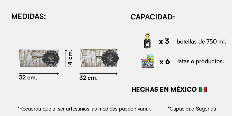 Medida Caja Rústica Cuadrada Grande