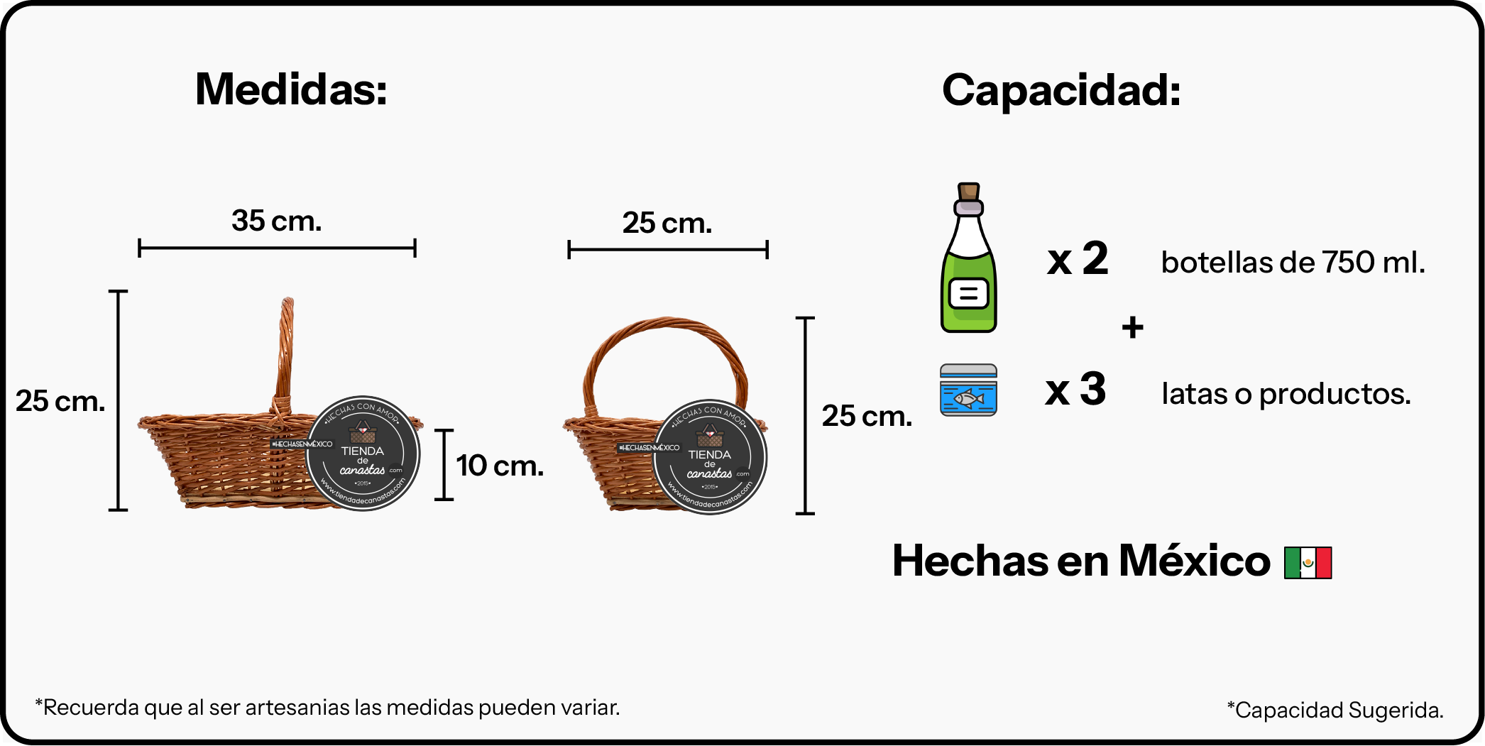 Medidas Canasta Rectangular Koke Chica x Tienda de Canastas
