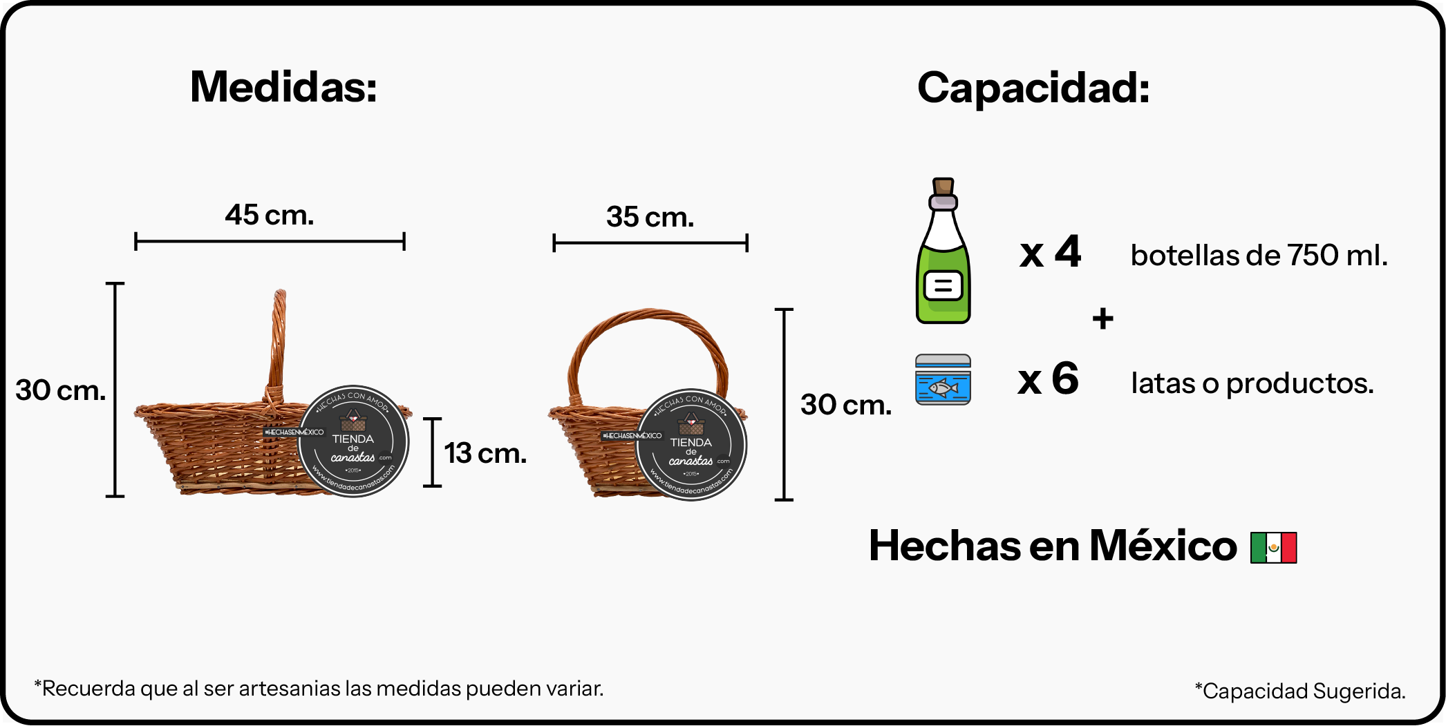 Medidas Canasta Rectangular Koke Grande x Tienda de Canastas