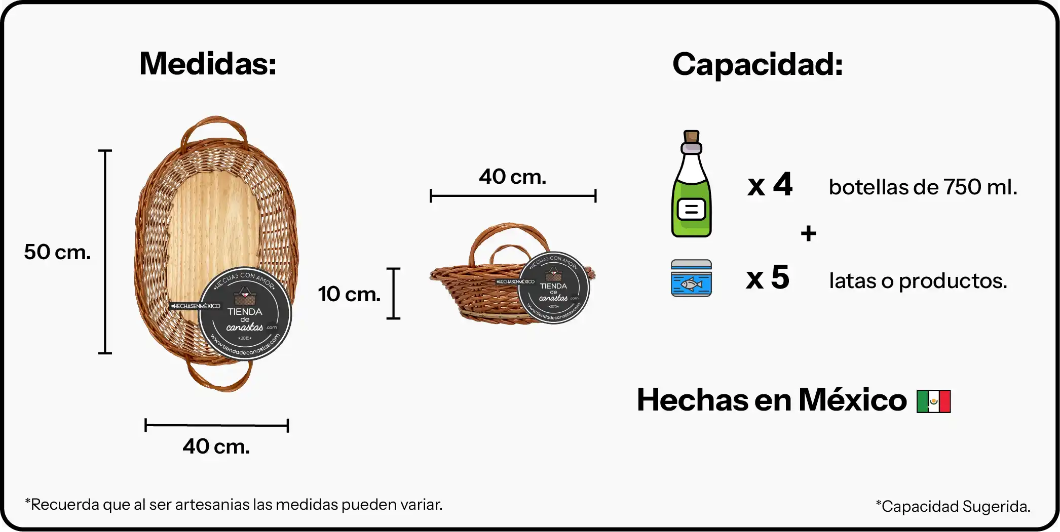 Medidas Charola Portuguesa Ovalada Grande x Tienda de Canastas