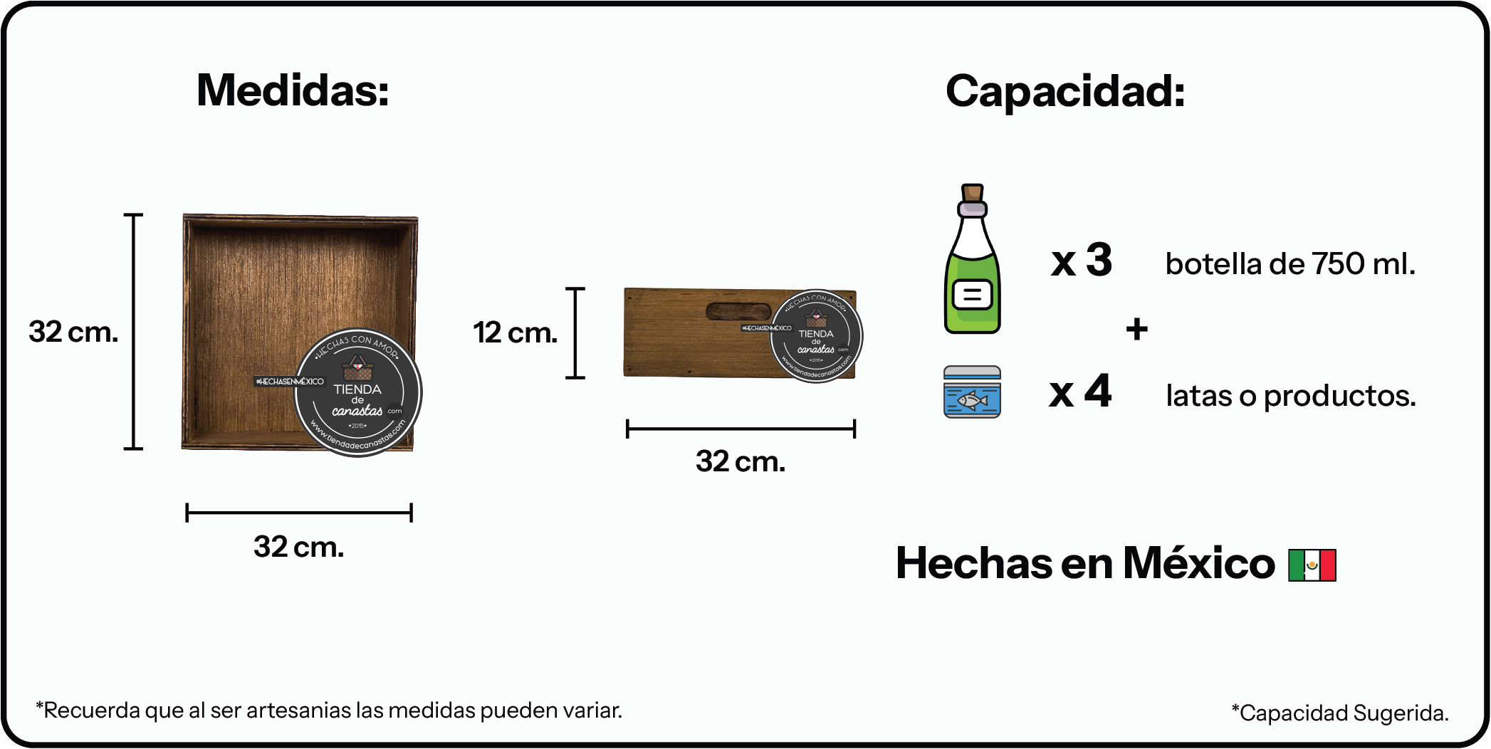 Medidas Caja Braun Cuadrada Grande xx Tienda de Canastas