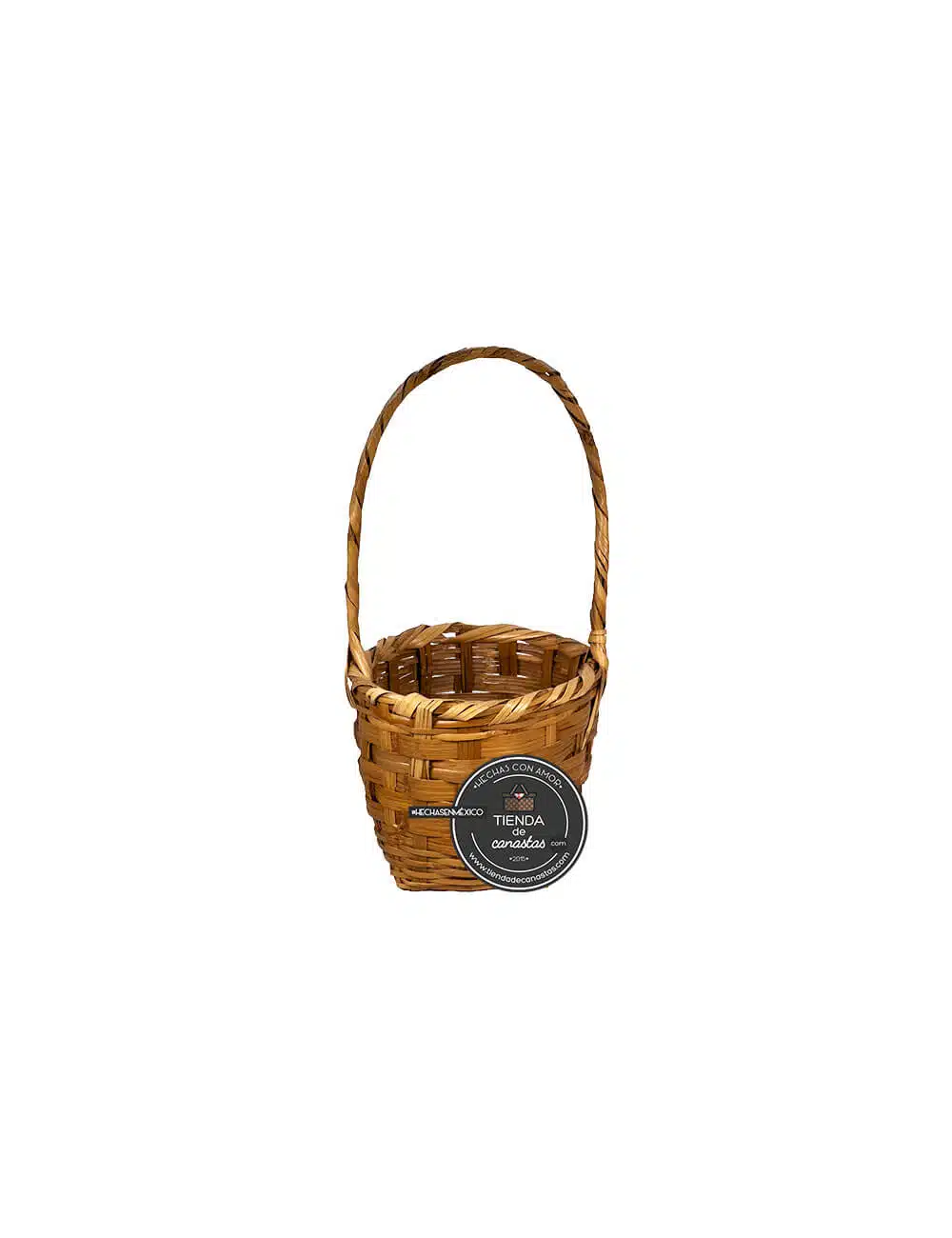 Canasta Bucket de Carrizo Chica Frente x Tienda de Canastas