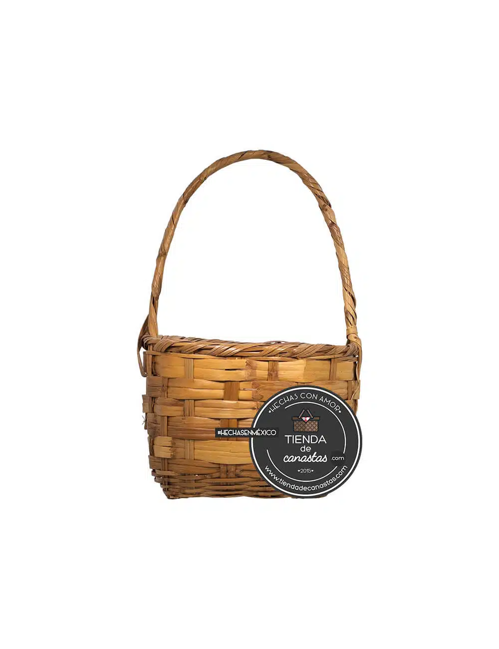 Canasta Bucket de Carrizo Grande Frente x Tienda de Canastas
