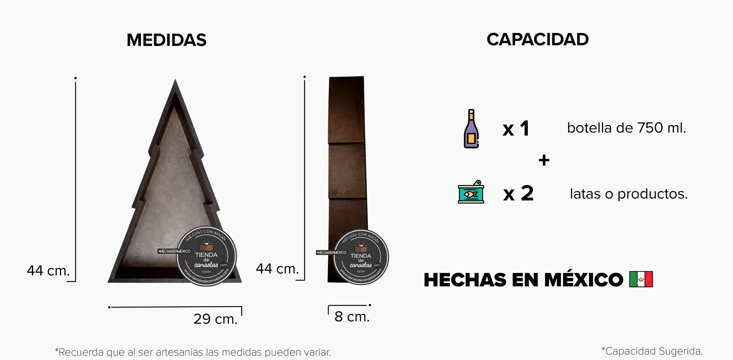 Medidas Caja Árbol Braun Grande x Tienda de Canastas