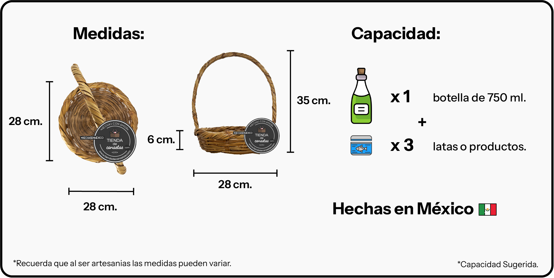 Medidas Canasta Dough Chica x Tienda de Canastas