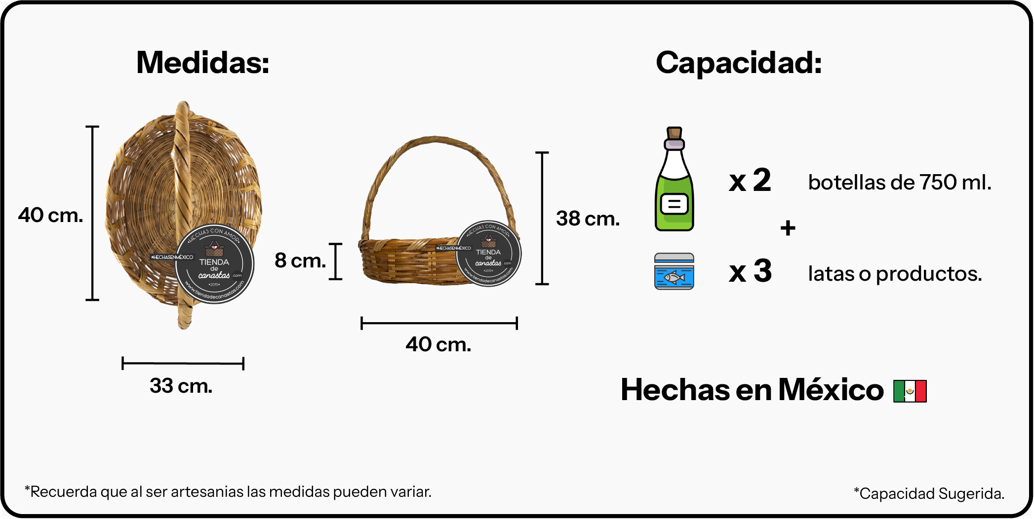 Medidas Canasta Ellie Chica x Tienda de Canastas