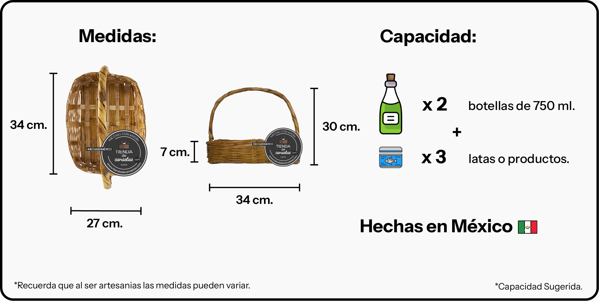 Medidas Canasta Pomello Mediana Frente x Tienda de Canastas